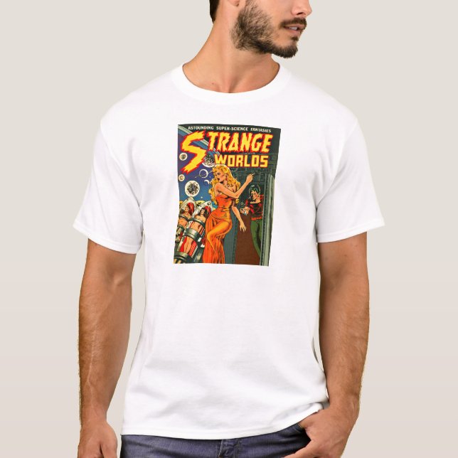 Härlig utrymmekvinna för främmande värld t-shirt (Framsida)