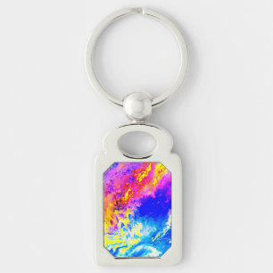 Härlig väderrektangelmetall Keychain Rektangulärt Silverfärgad Nyckelring