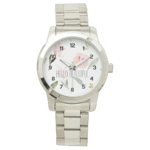 Härlig vattenfärgblommigt för hejer armbandsur