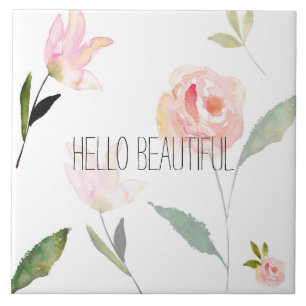 Härlig vattenfärgblommigt för hejer kakelplatta