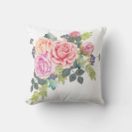 Härlig vattenfärgbukett av rosa persikaro 2 kudde