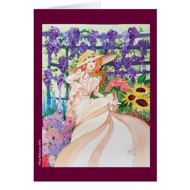 Härlig victoriandam i henne garden. OBS kort (Framsidan)