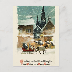 Härlig vintagejulkort helg vykort