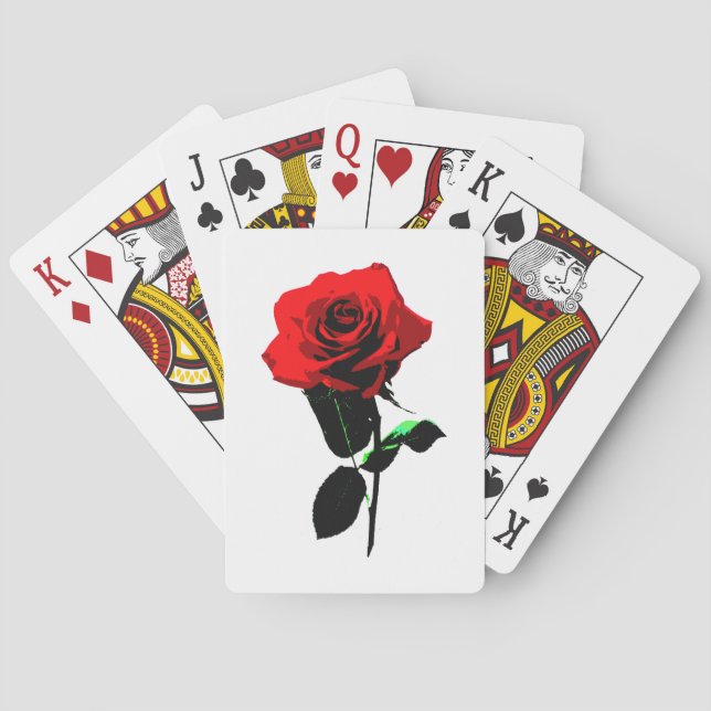 Härlig vintageröd ros spel kort (Baksidan)