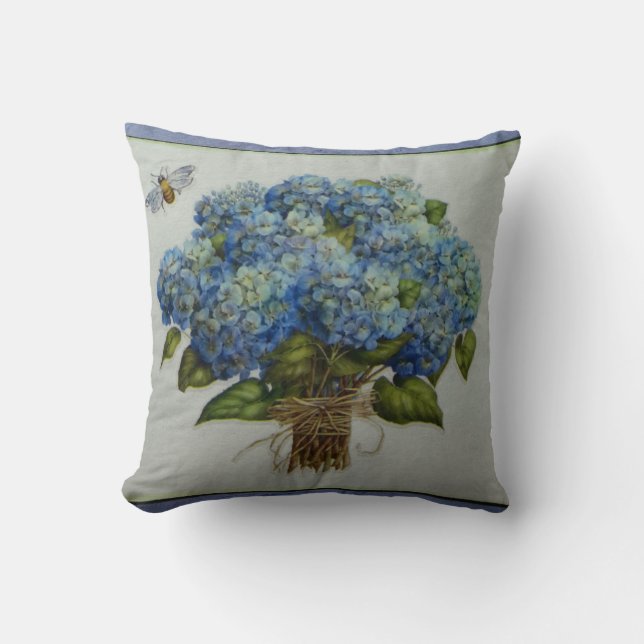 härliga blåttvanlig hortensia med ett bi kudde (Framsida)