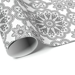 Härliga Boho grått och vit Talavera belägger me Presentpapper