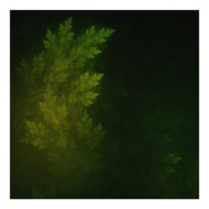 Härliga Fractalgräs i den dimmiga vårnatten Fototryck