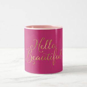 Härliga guld- rosa hejer Två-Tonad mugg