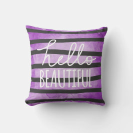 Härliga hejer skrivar purpurfärgade kudde