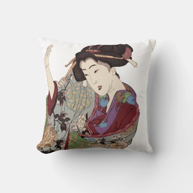 Härliga japanska Geishadesigndekorativ kudde (Framsida)