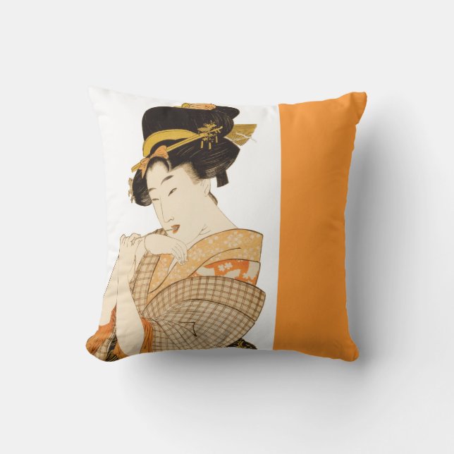 Härliga japanska Geishadesigndekorativ kudde (Framsida)