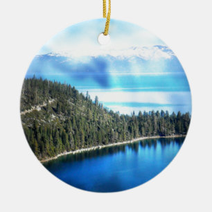 HÄRLIGA LAKE TAHOE JULGRANSPRYDNAD KERAMIK