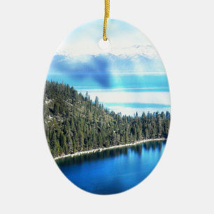HÄRLIGA LAKE TAHOE JULGRANSPRYDNAD KERAMIK