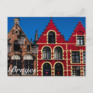 Härliga Markt kvadrerar av den Bruges vykortet Vykort