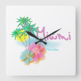 Härliga Miami Florida Fyrkantig Klocka