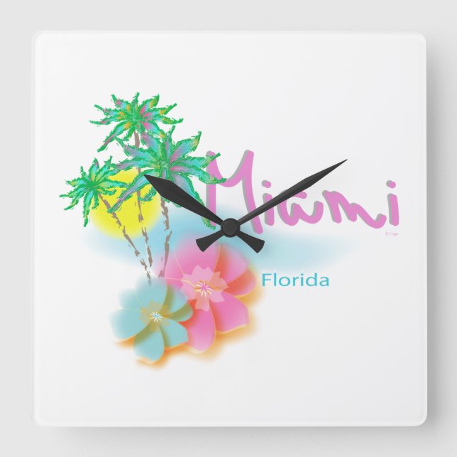 Härliga Miami Florida Fyrkantig Klocka (Framsida)