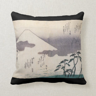 Härliga Mount Fuji i Japan circa 1800s Kudde