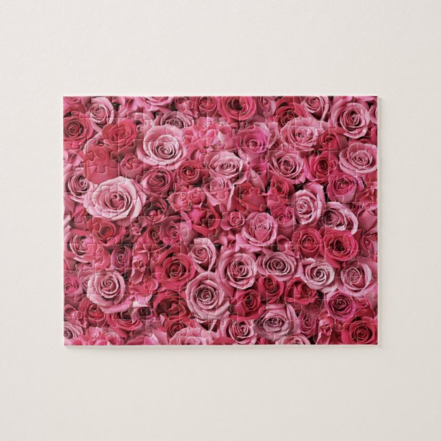Härliga rosa ros pussel (Horisontell)