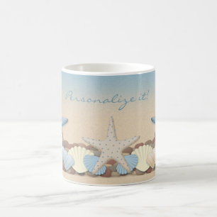 Härliga tropiska temastrandsnäckor kaffemugg