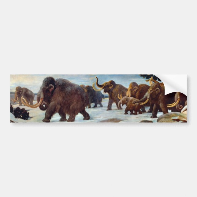 Härliga ulliga mammoths i riklig stiker för snö bildekal (Framsidan)