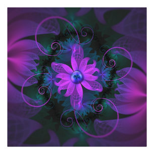 Härliga ultravioletta lila OrchidFractalblommor Fototryck