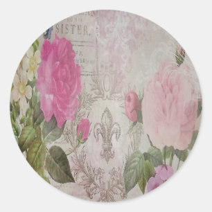 Härliga vintagero fjäril fleur de lis runt klistermärke