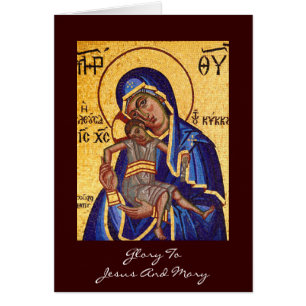 härlighet till jesus och mary hälsningskort