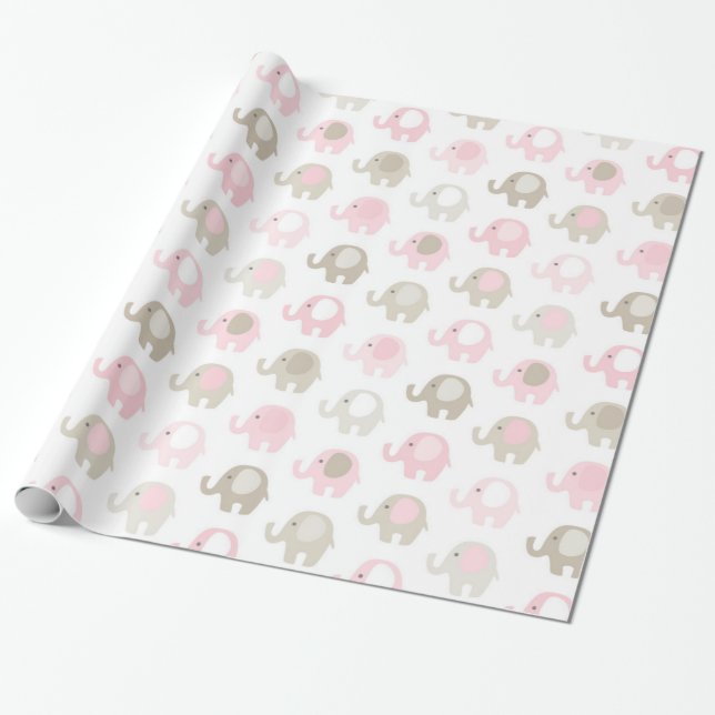 Härligt babyelefantmönster presentpapper (Utrullad)