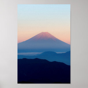 Härligt beskåda Mount Fuji, Japan, soluppgång Poster