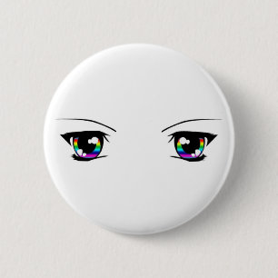 Härligt emblem för regnbåge"animeögon" knapp