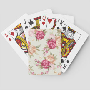 Härligt färgpionmönster på grönt casinokort