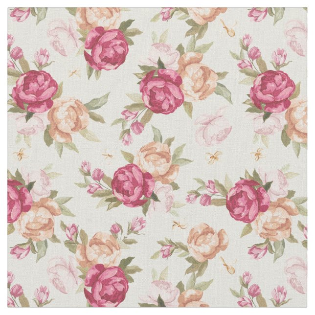 Härligt färgpionmönster på grönt tyg (Närbild)