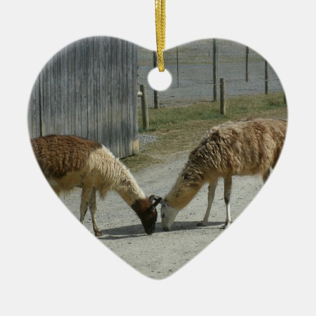 HÄRLIGT FRIDSAMT, LLAMAS. JULGRANSPRYDNAD KERAMIK (Framsidan)