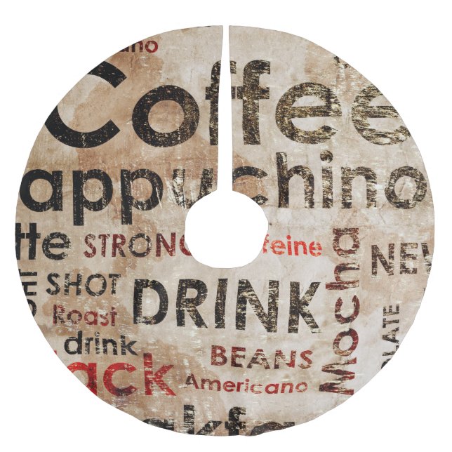 Härligt kaffeespressoCappucino mönster Julgransmatta Borstad Polyester (Framsidan)