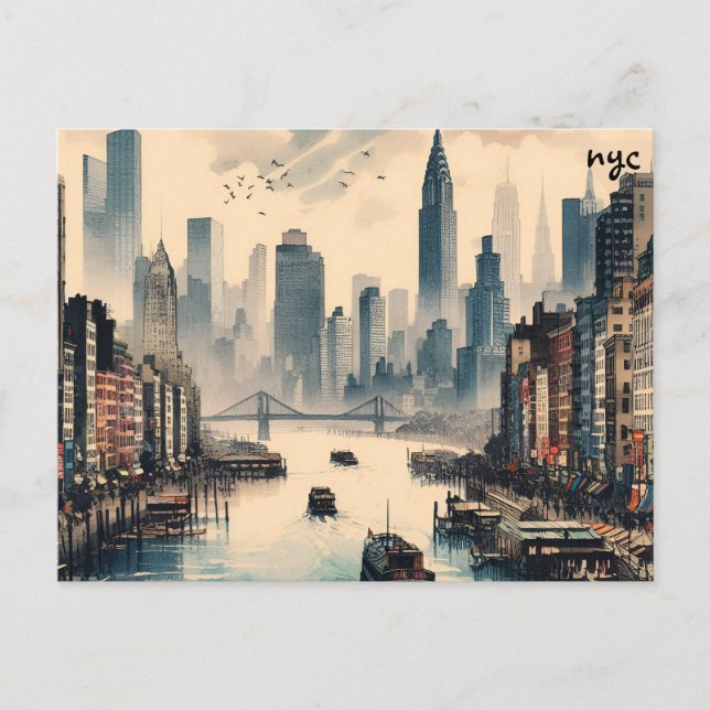 härligt köp karta nyc massutskick vykort (Framsida)