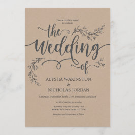 Härligt lantligt bröllopinbjudankort inbjudningar