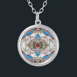 Härligt ovanligt konstnärligt målat glassmönster silverpläterat halsband<br><div class="desc">Van vid Photomanipulation skapar denna nätt design.</div>