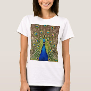 Härligt påfågel- och svanfjädertryck t-shirt