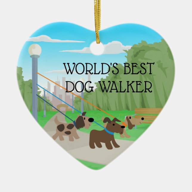 Härligt parkera världens den bäst hundfotgängare julgransprydnad keramik (Framsidan)
