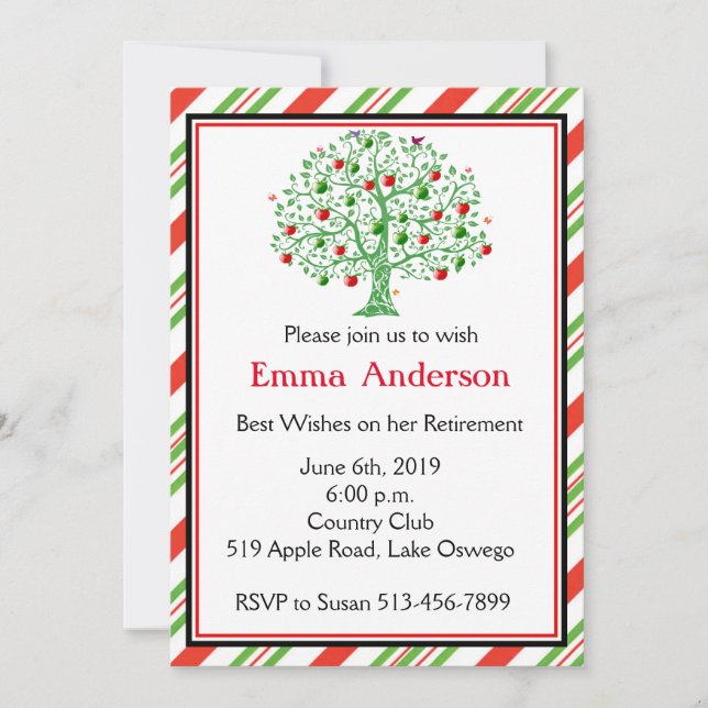 Härligt party för pension för Apple trädlärare Inbjudningar (Framsida)