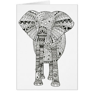 Härligt räcka den illustrerade Artsy elefanten Hälsningskort