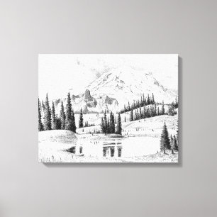 Härligt rita teckningen av Mount Rainier Canvastryck