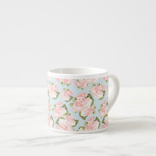 Härligt romönster med blåttpolka dots espressomugg
