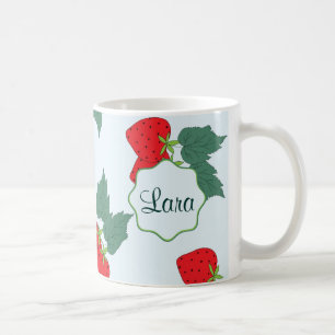 härligt sött gulligt jordgubbemönster. Personal Kaffemugg