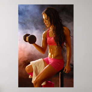 Härligt svettigt kvinnaarbete ut Dumbell Poster
