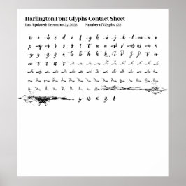 Harlington Font Glyphs Kontakta Lakan Poster