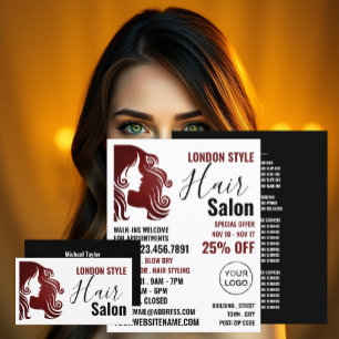 Hårlogo, frisör, frisersalongreklam reklamblad