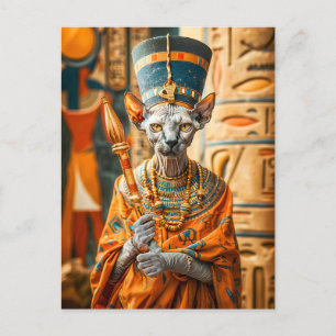 Hårlös Kat Pharaoh med Krona Vykort