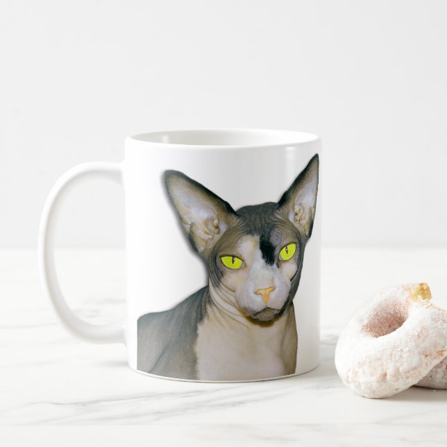 Hårlöst Katt med namnet Sphynx Cat Ninja Kaffemugg (Med munk)