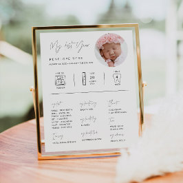 HARLOW 1:a födelsedagsmilstolpar Infografi 8x10 Poster